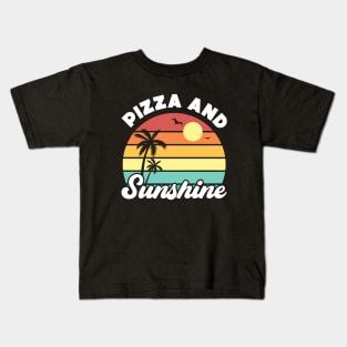 Pizza and Sunshine Vintage Sunset Summer Beach Food Kids T-Shirt